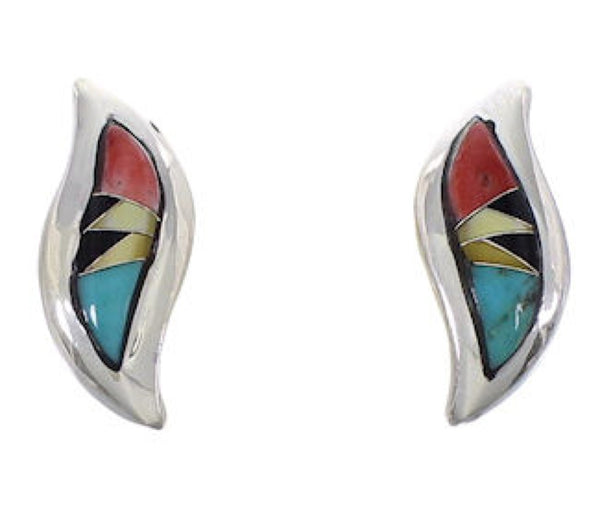 Multicolor Inlay Jewelry Silver Post Earrings FX32937
